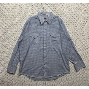 Ely Cattleman Button Up Shirt‎ Men's XL Plaid Western Pearl Snap Shirt